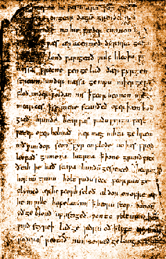 An actual photograph of an original page from the Beolwulf manuscript